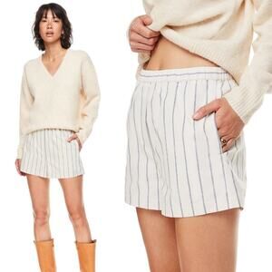 Aritzia Wilfred Free Striped Breeze 3” Cotton Pull On Boxer Style Shorts Size M